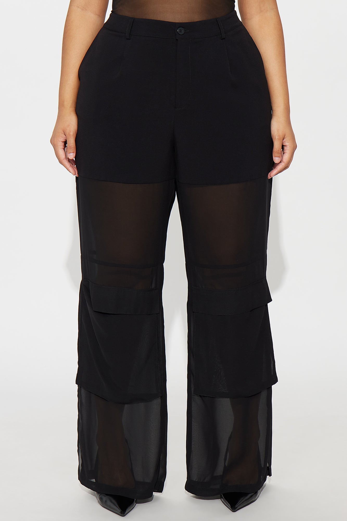 Lourdes Wide Leg Sheer Pant 32″ - Black