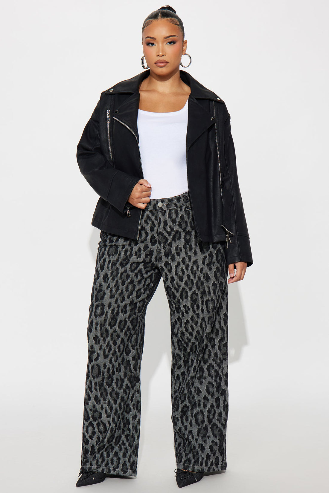 Kenny Washed Faux Leather Moto Jacket - Black