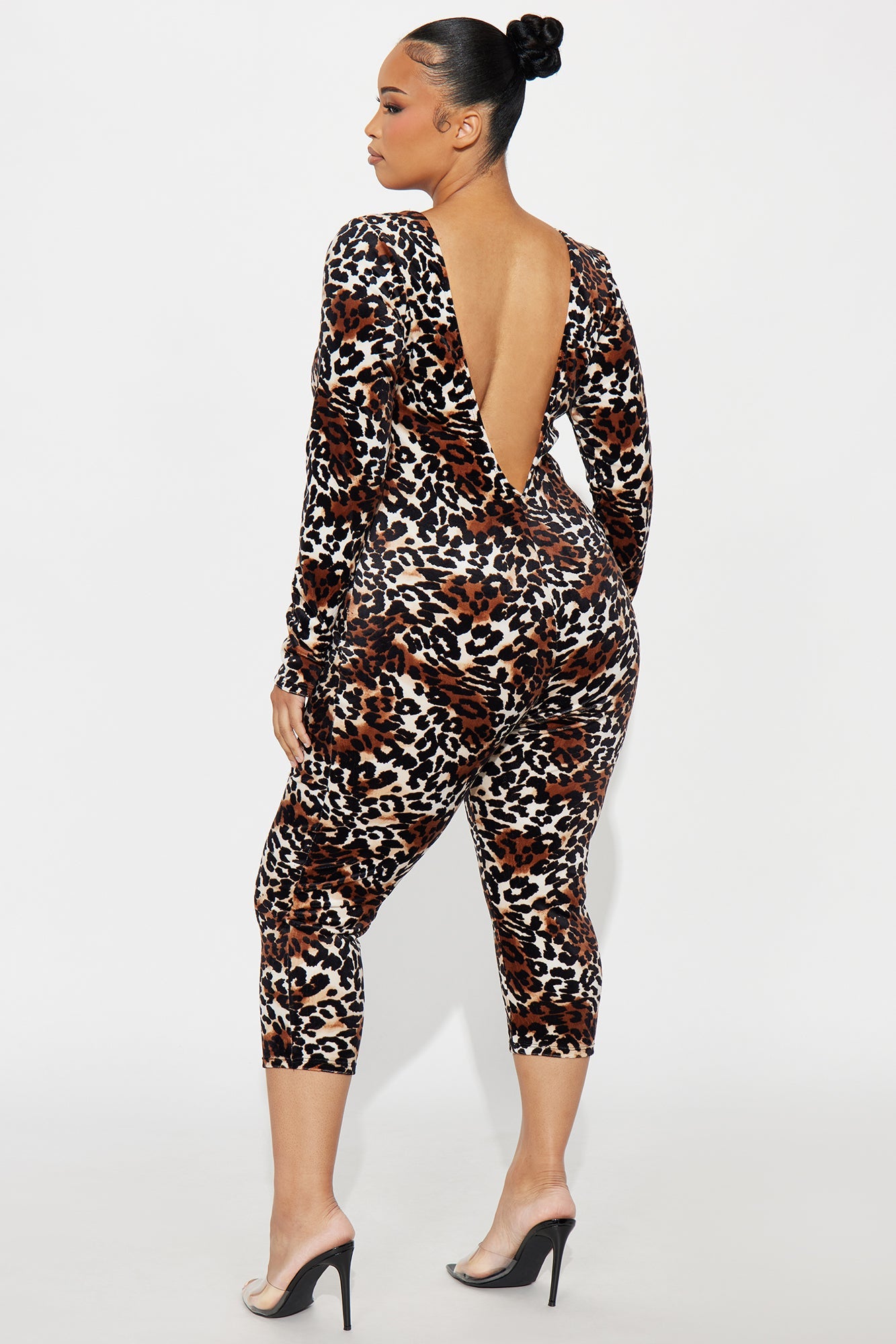 Ariana Velvet Leopard Jumpsuit - Brown/combo