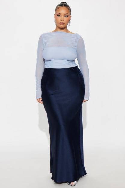 Aurora Satin Maxi Skirt - Navy