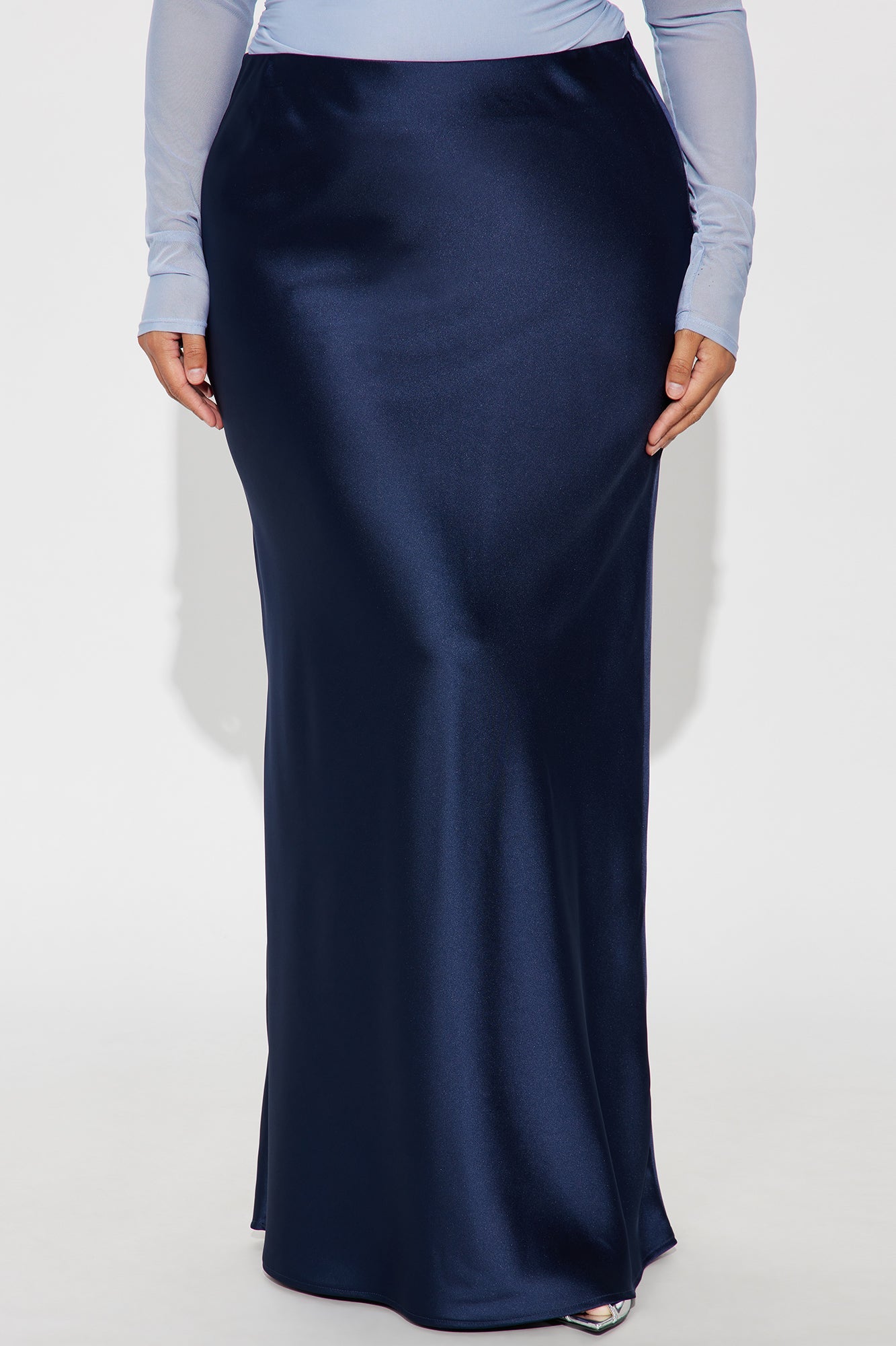 Aurora Satin Maxi Skirt - Navy