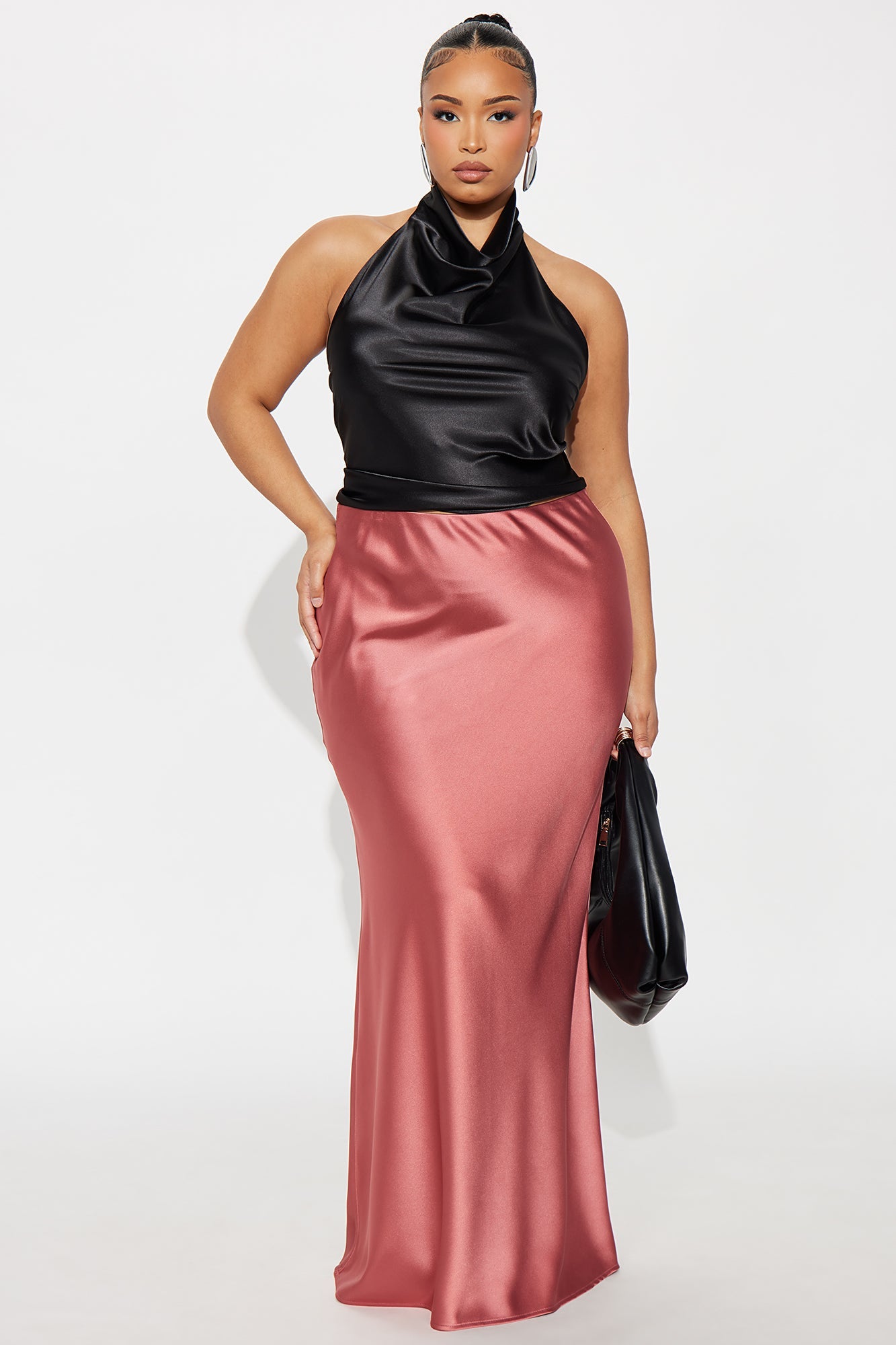 Aurora Satin Maxi Skirt - Rose