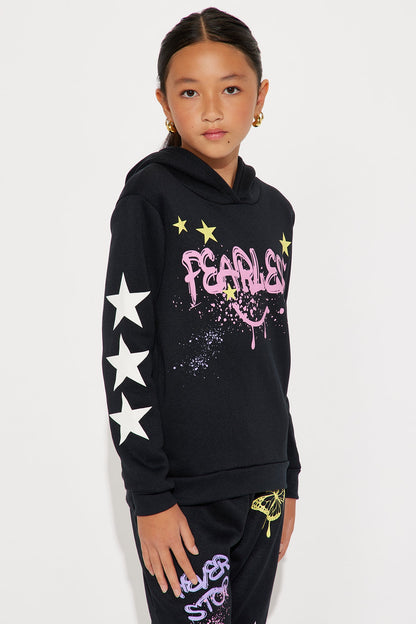 Mini Stay Fearless Graffiti Hoodie And Jogger Pant Set - Black