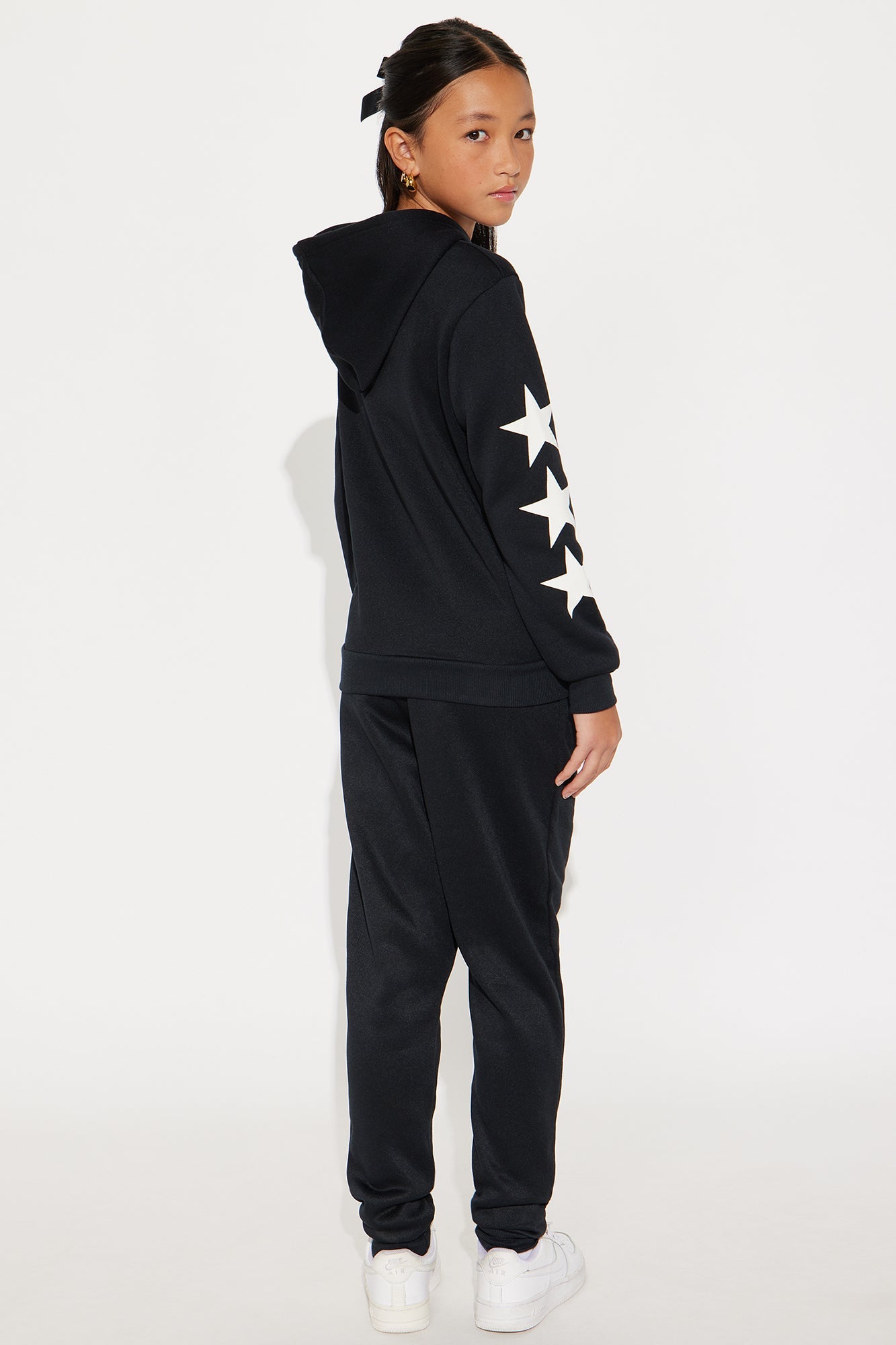 Mini Stay Fearless Graffiti Hoodie And Jogger Pant Set - Black
