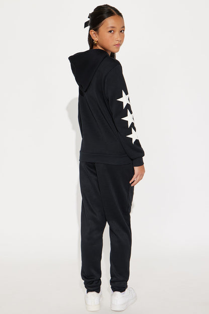 Mini Stay Fearless Graffiti Hoodie And Jogger Pant Set - Black