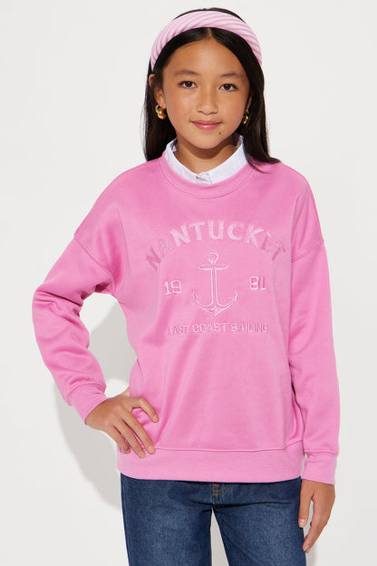Mini Weekend Vibes Embroidered Sweatshirt - Pink