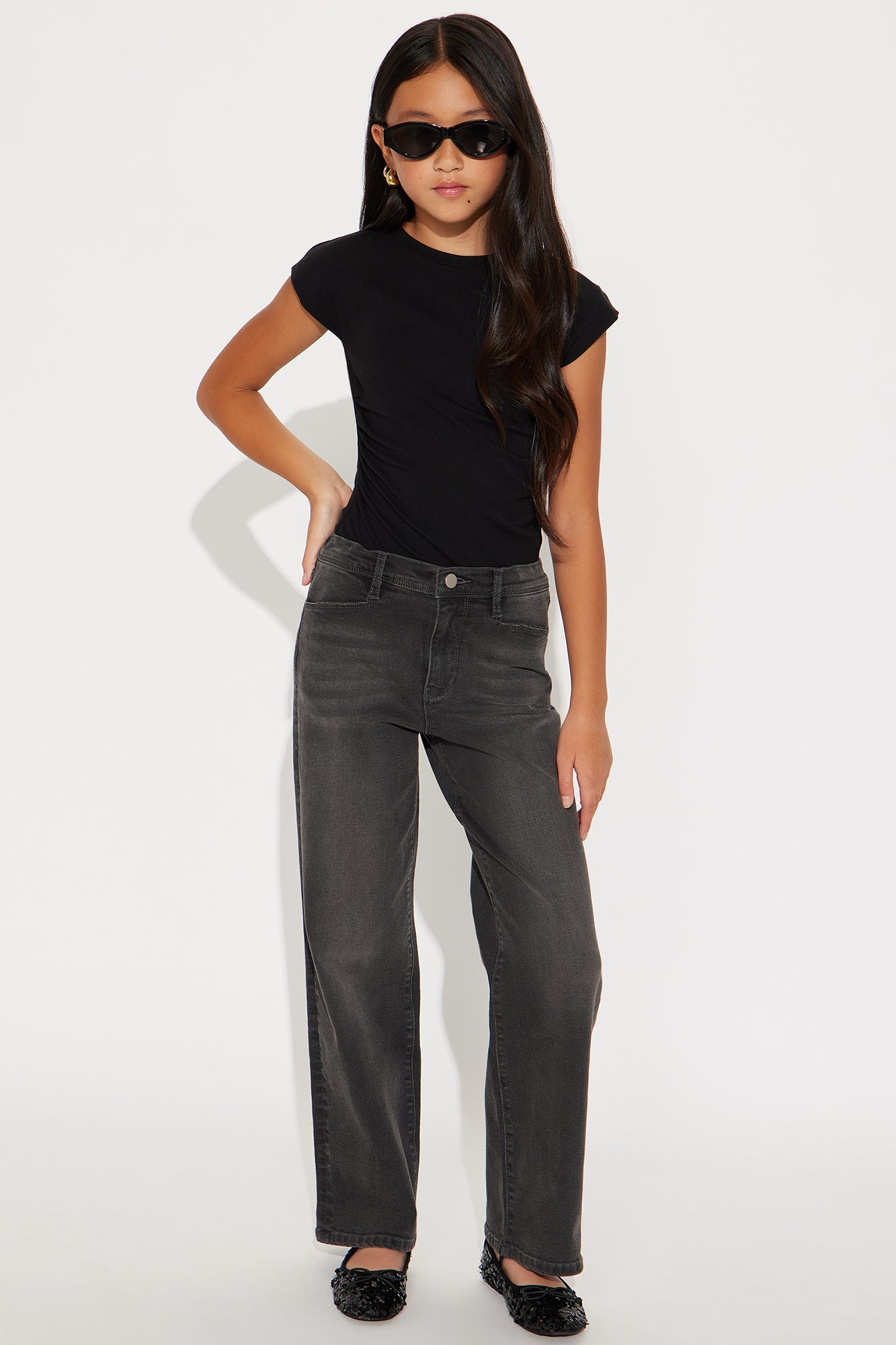 Mini Lost As Always Stretch Baggy Jeans - Black Wash