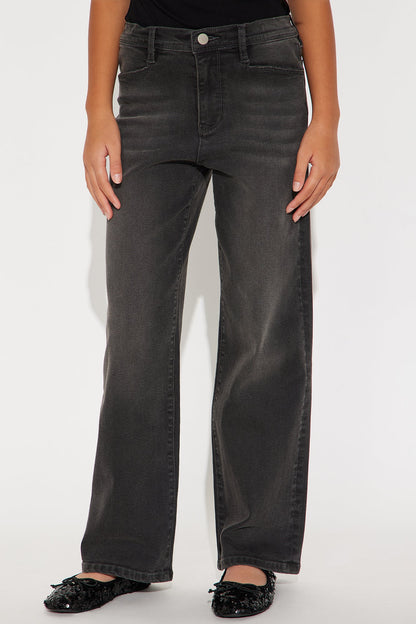 Mini Lost As Always Stretch Baggy Jeans - Black Wash