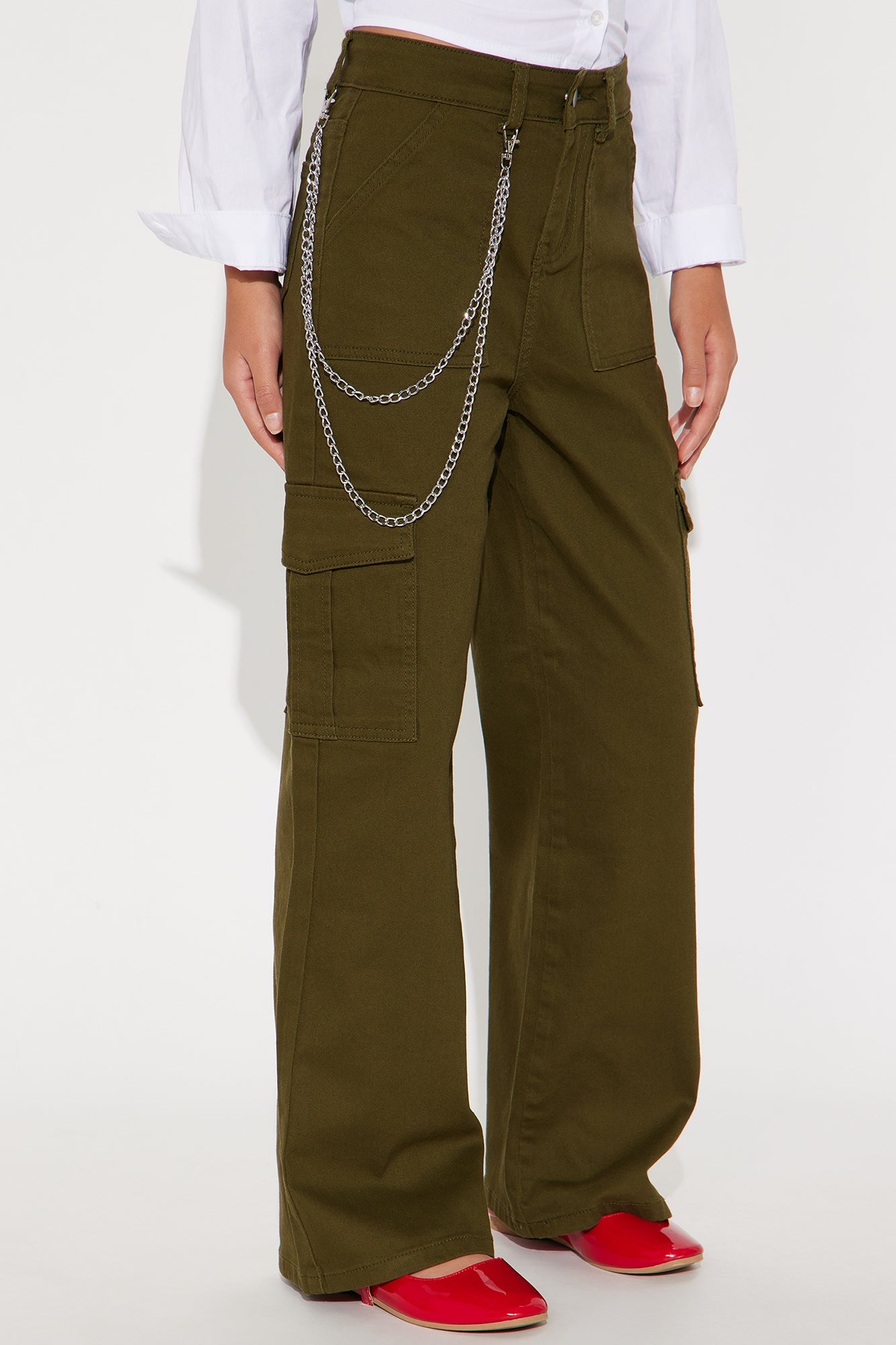 Mini Good Things Await Me Cargo Pants - Olive