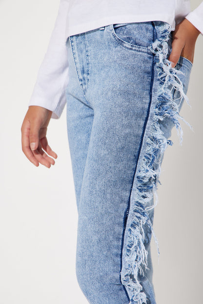 Mini Never Been Better Frayed Skinny Jeans - Acid Wash