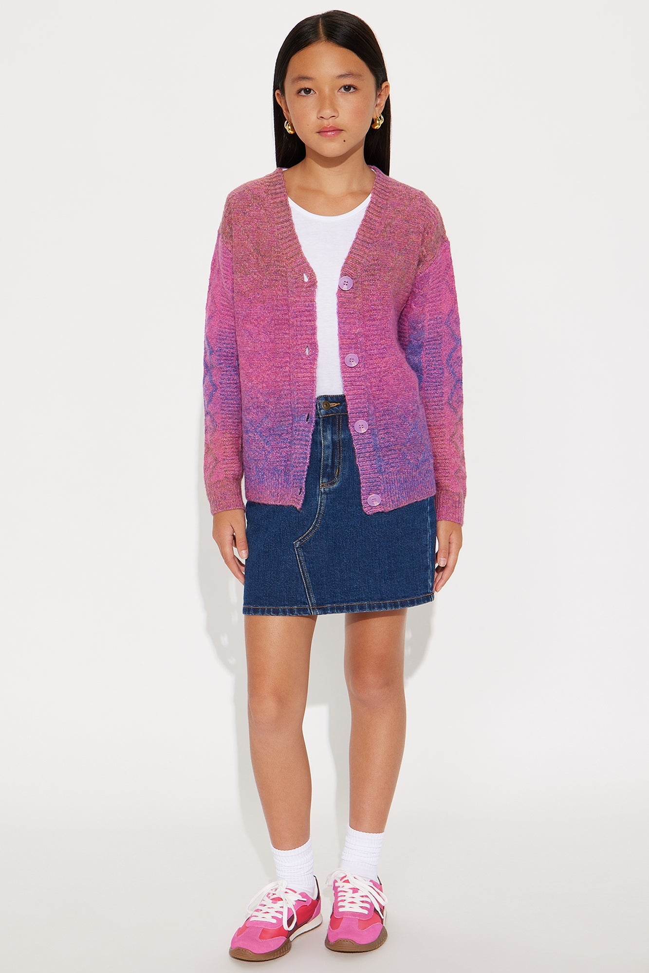 Mini Seasons Change Ombre Cardigan - Pink/combo