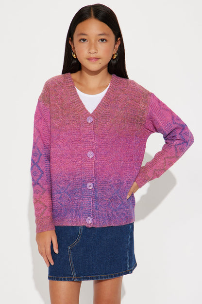 Mini Seasons Change Ombre Cardigan - Pink/combo