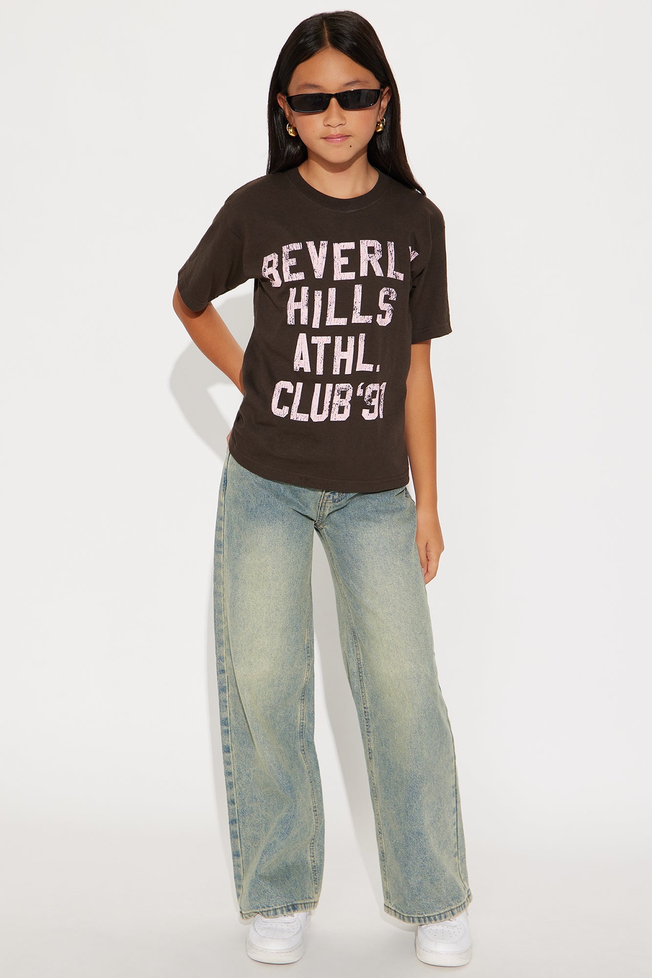 Mini Beverly Hills Athl Club Vintage Washed Tee - Brown