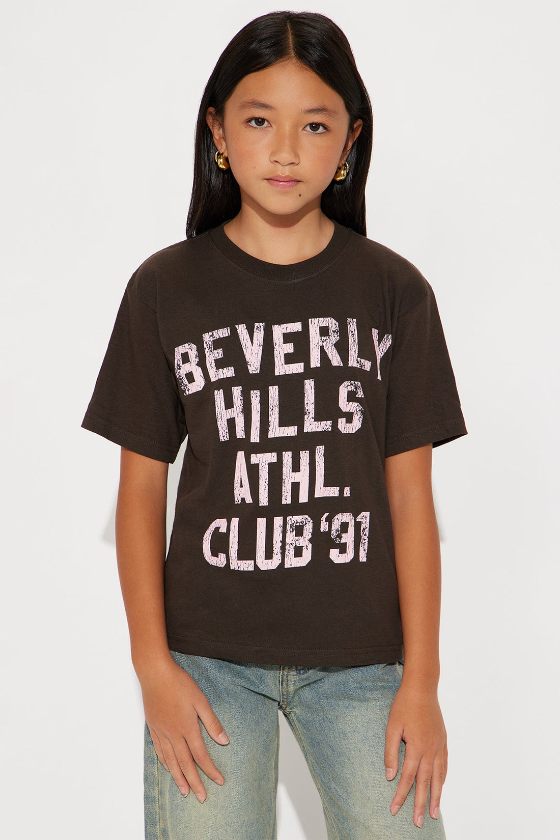 Mini Beverly Hills Athl Club Vintage Washed Tee - Brown