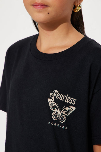 Mini Feeling Fearless Butterfly Tee - Black