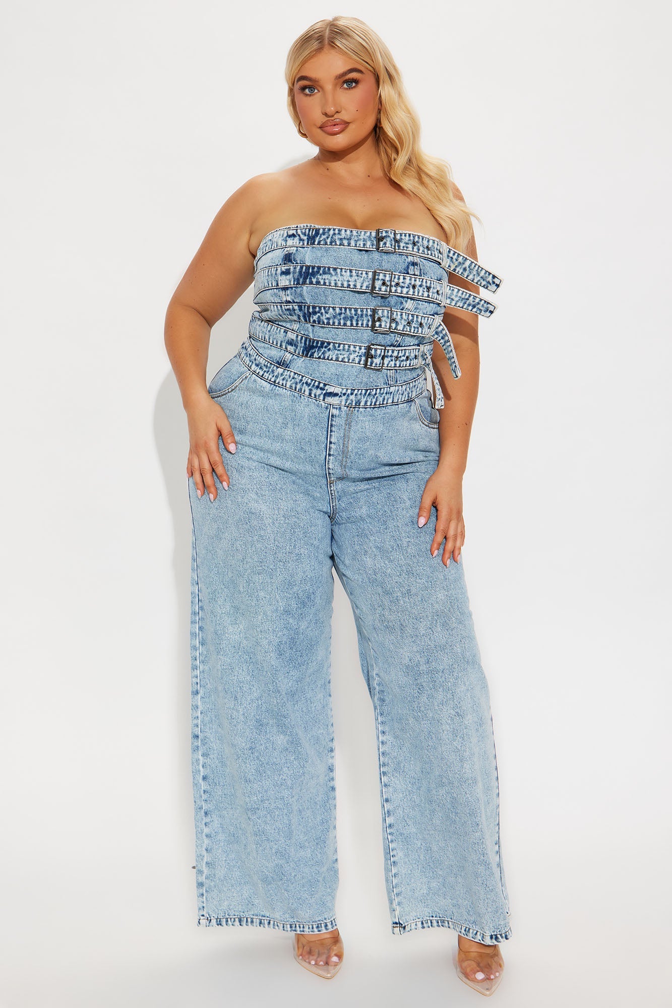 Send Your Location Denim Jumpsuit - Medium Wash