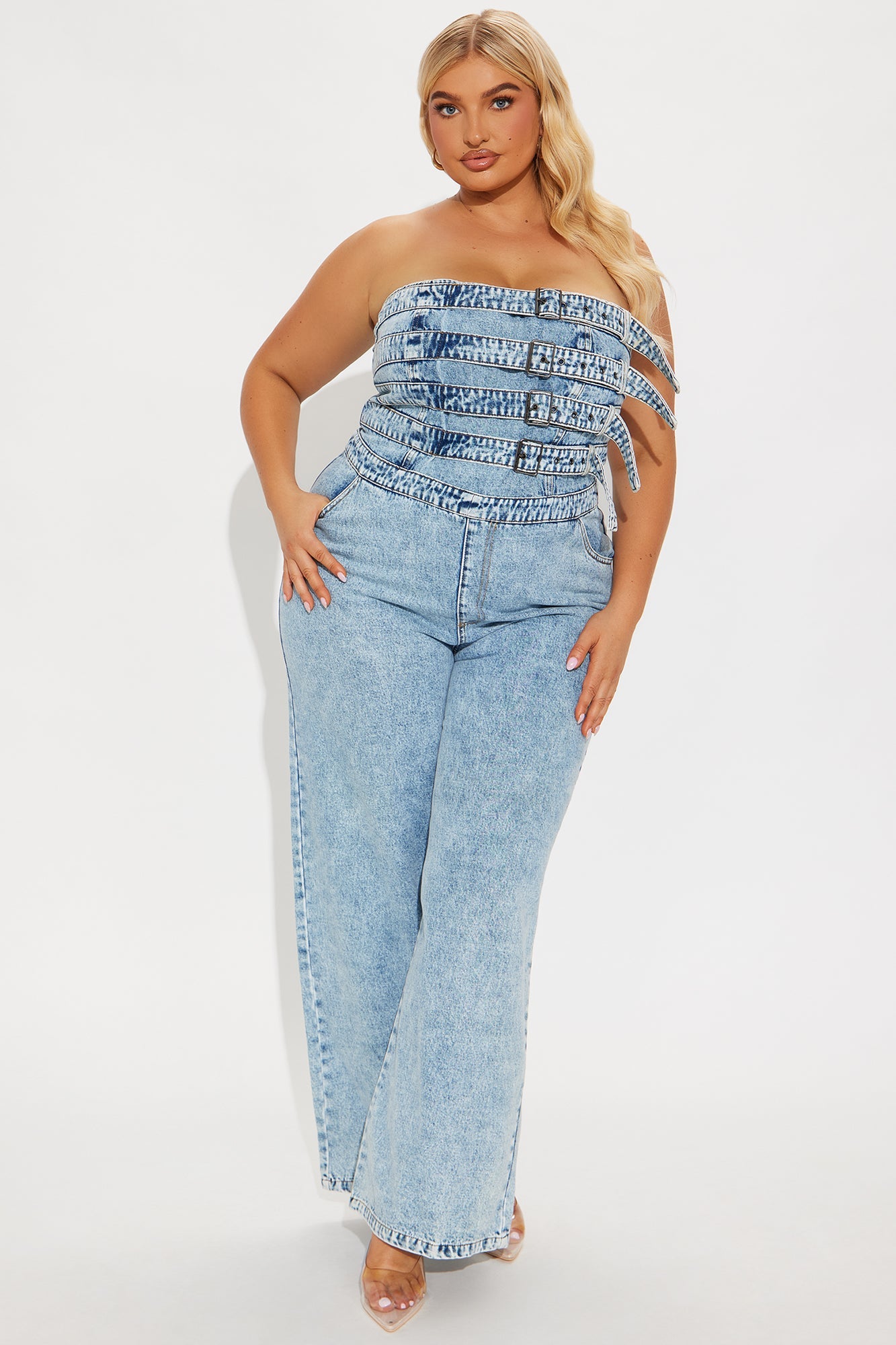 Send Your Location Denim Jumpsuit - Medium Wash