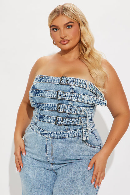 Send Your Location Denim Jumpsuit - Medium Wash