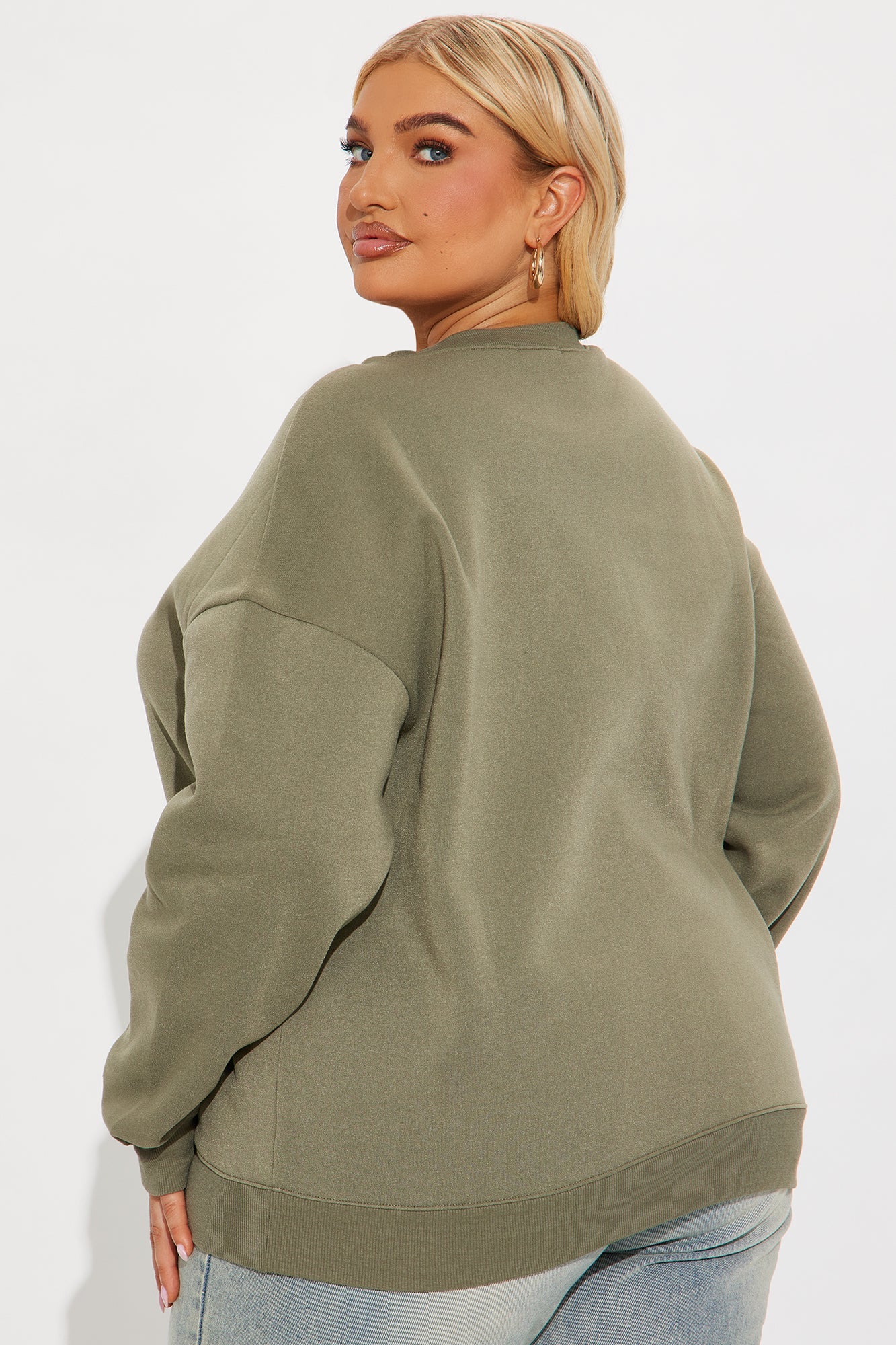 Candice Oversized Crewneck Sweatshirt - Olive