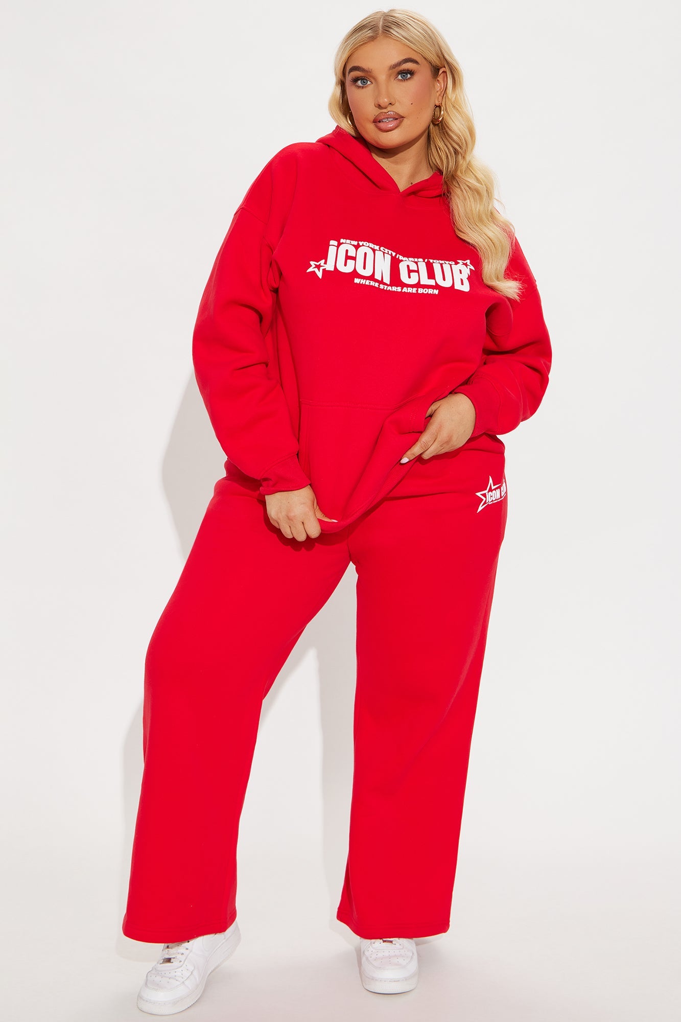 Iconic Club Fleece Pant Set - Red