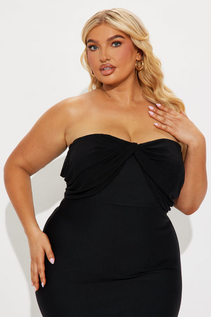 Isadora Off Shoulder Bandage Midi Dress - Black