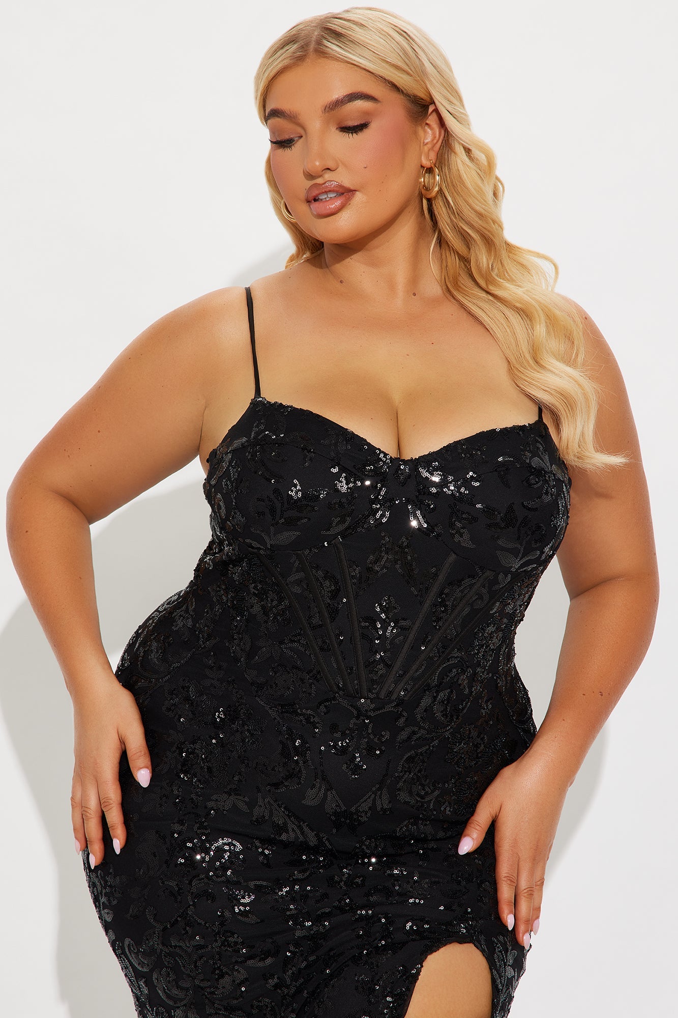 Camryn Embellished Corset Gown - Black
