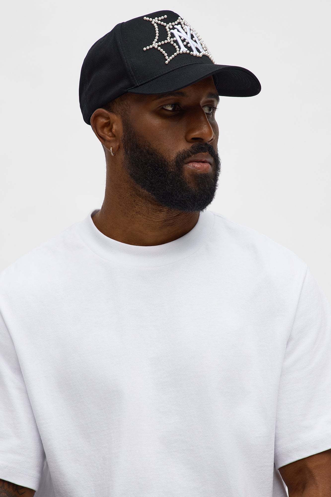 NY Web Structured Twill Embellished Snapback Hat - Black
