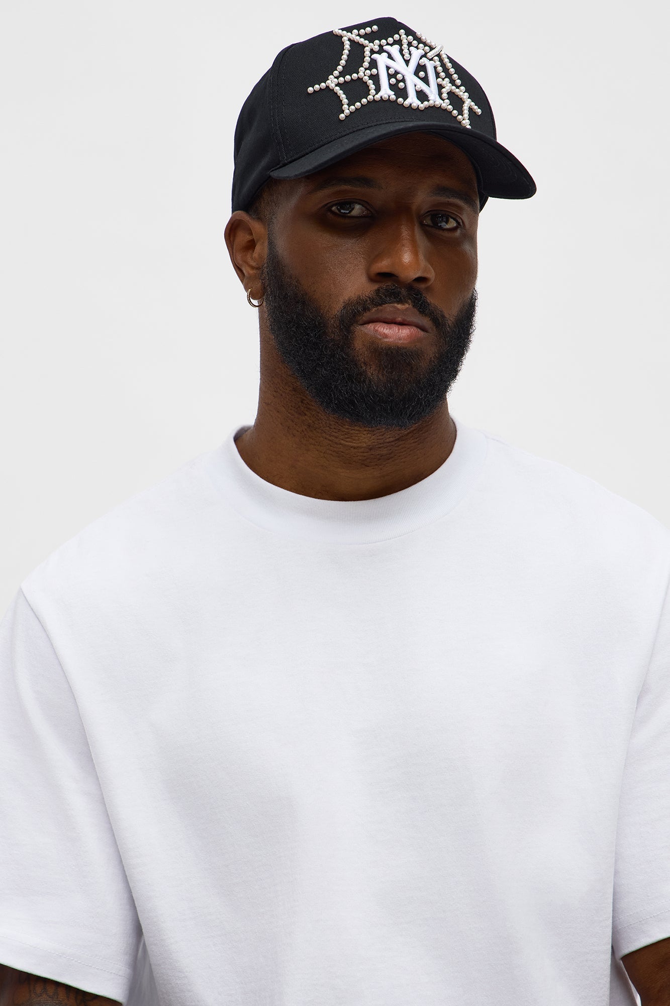 NY Web Structured Twill Embellished Snapback Hat - Black
