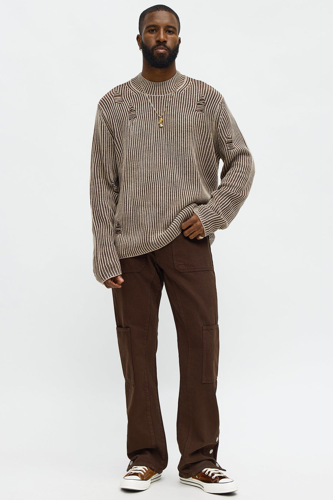 Stacked Slim Flare Peak Snap Jean - Brown