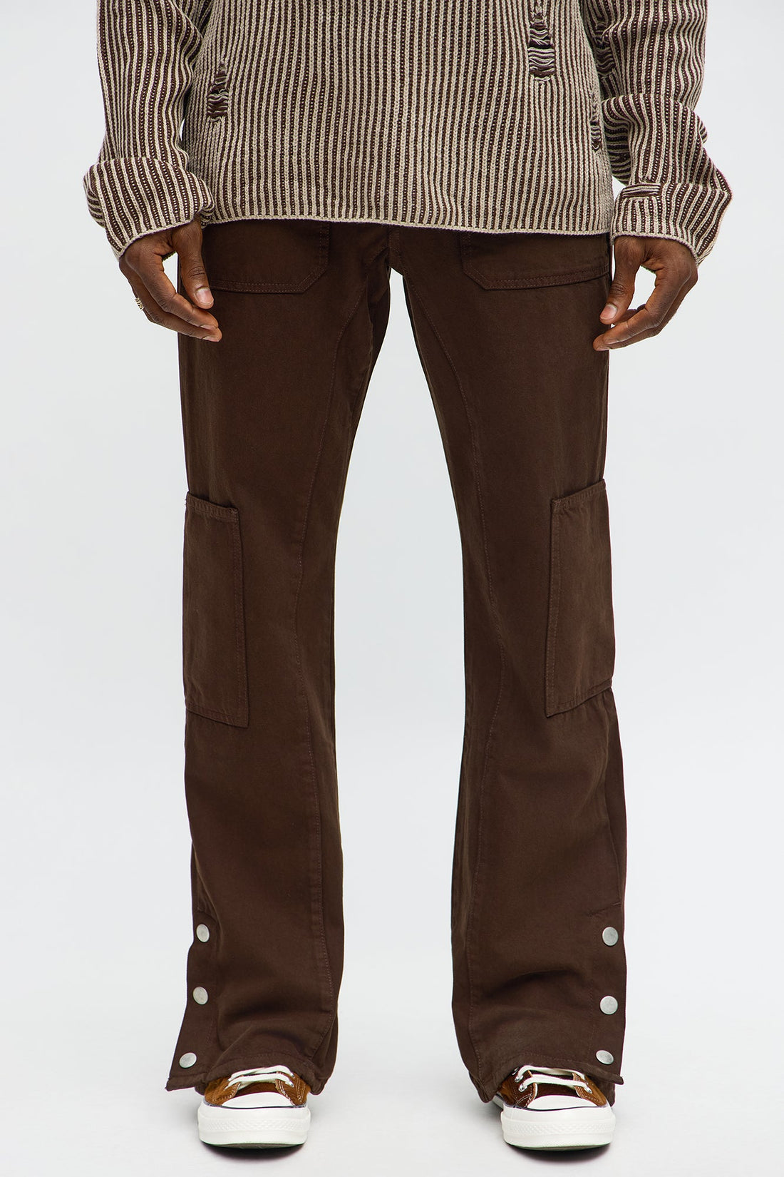 Stacked Slim Flare Peak Snap Jean - Brown