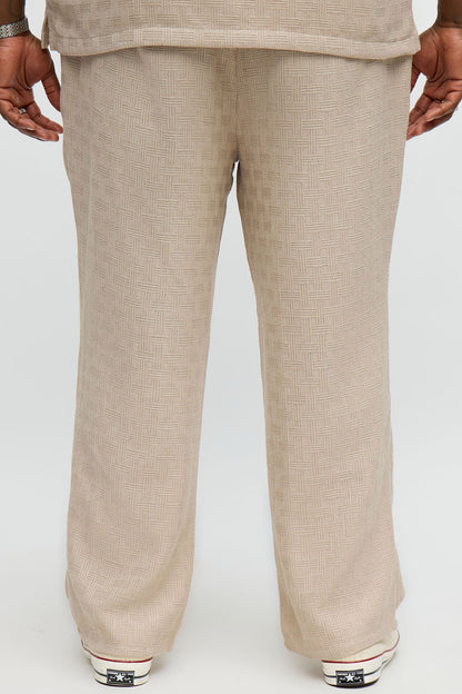 Straight Crosshatch Textured Pant - Taupe