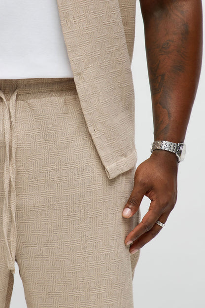 Straight Crosshatch Textured Pant - Taupe