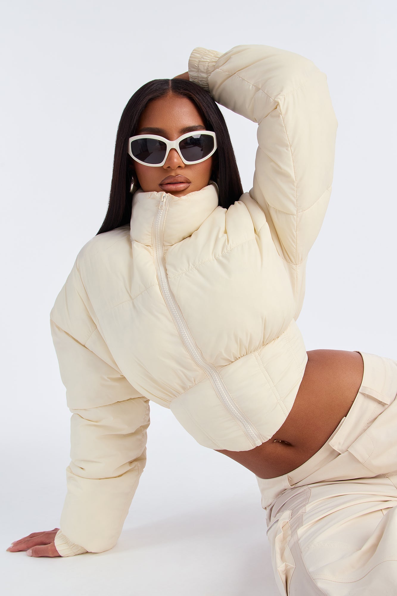 Janet Corset Puffer Jacket - Cream