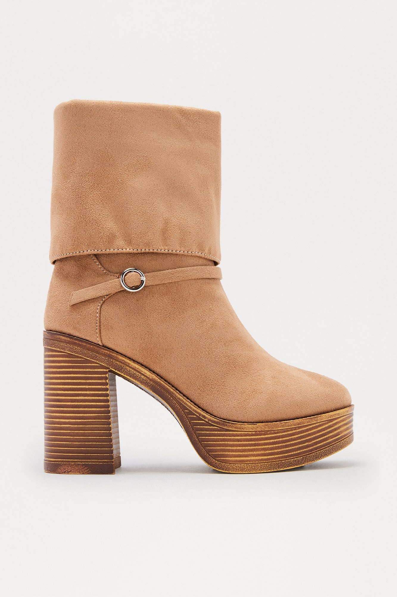 Caliste Buckle Overlay Booties - Taupe