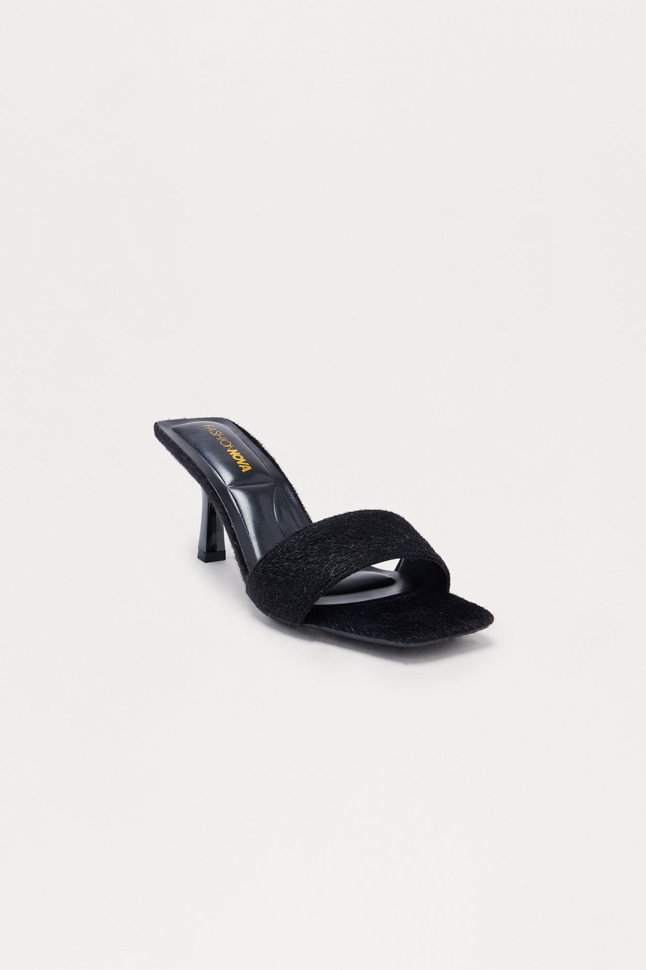 Mersa Faux Pony Hair Mules - Black