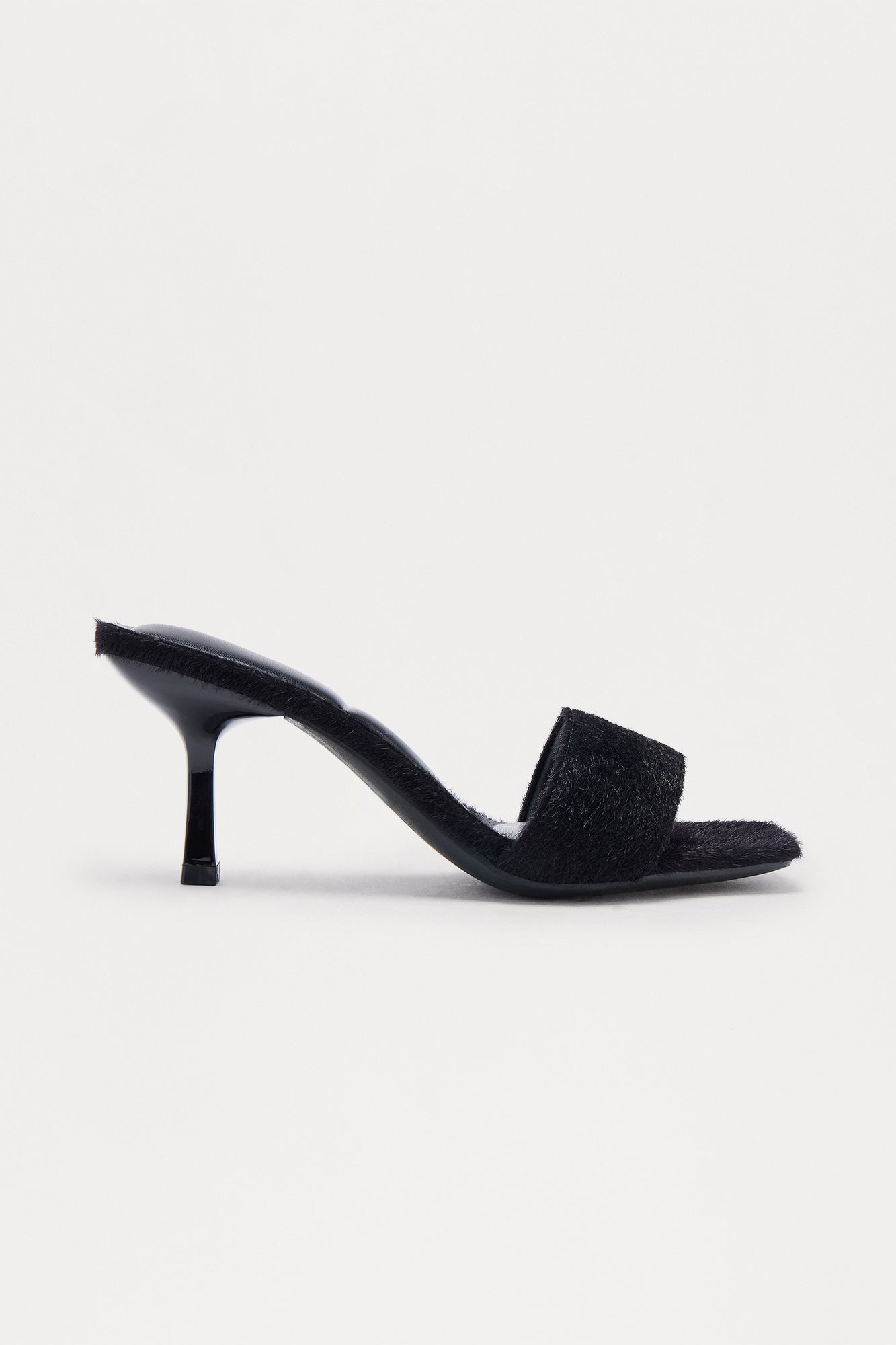 Mersa Faux Pony Hair Mules - Black