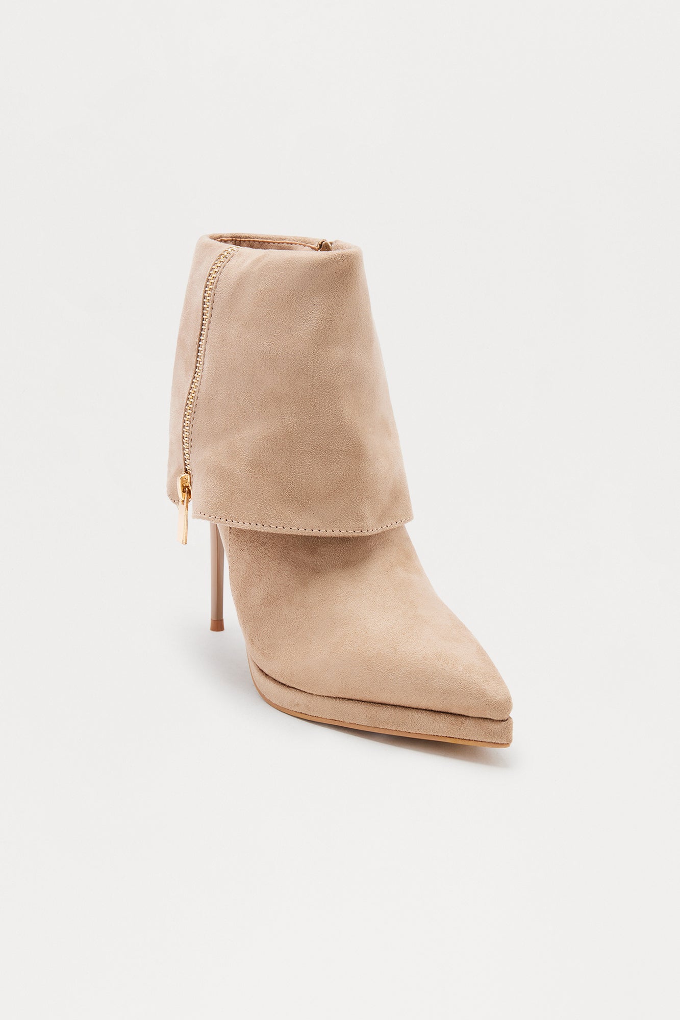 Elin Zipper Overlay Booties - Taupe