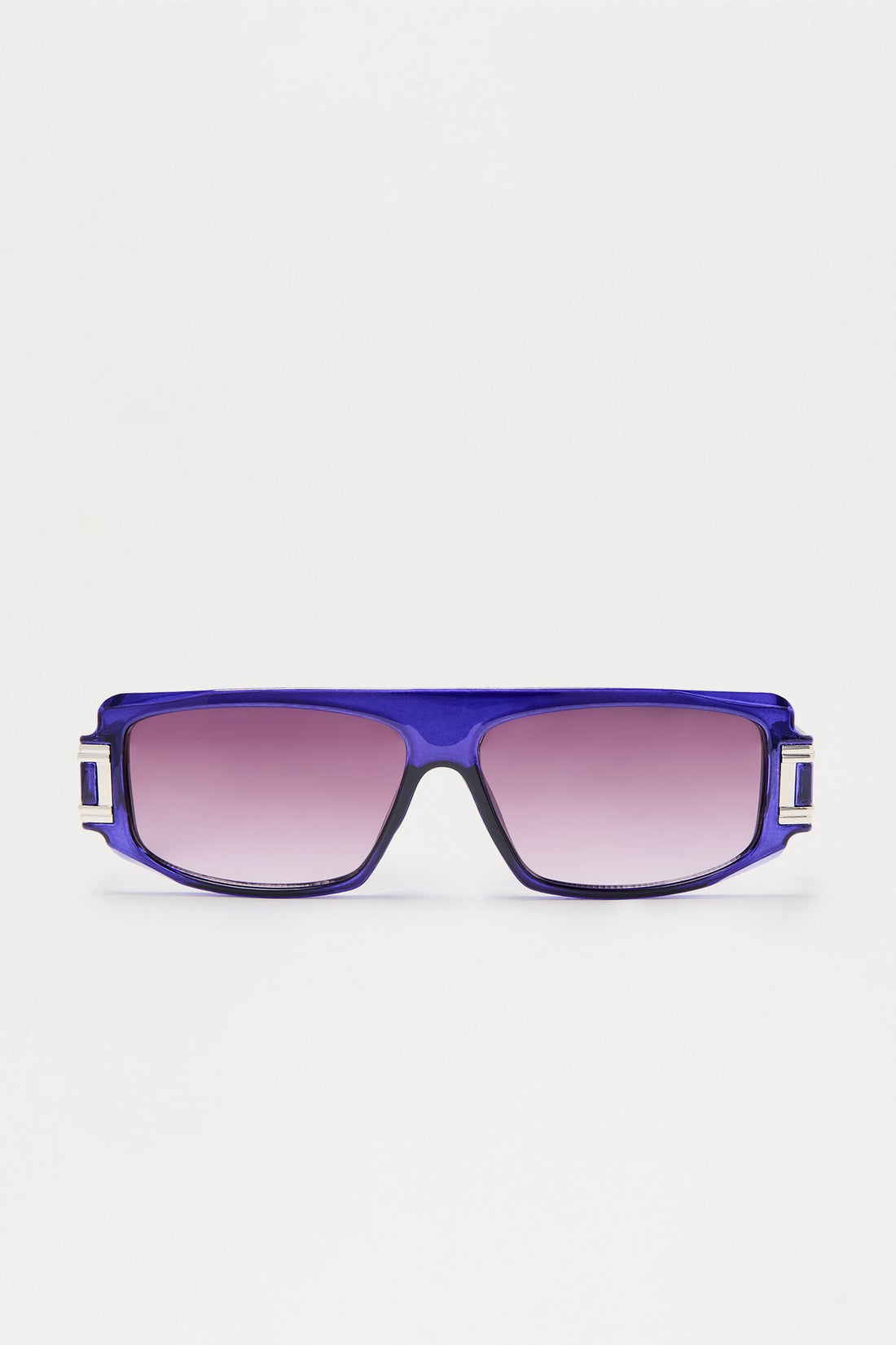 Flat Top Frame Colored Lens Sunglasses - Navy
