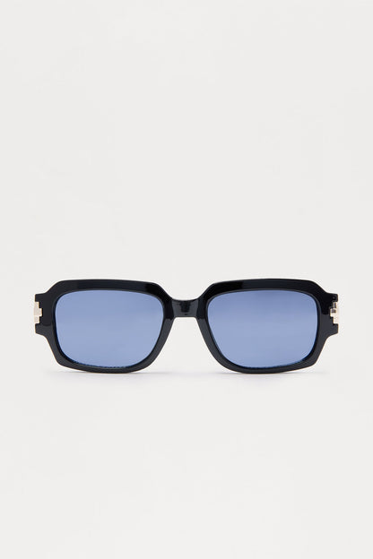 On Task Square Frame Colored Lens Sunglasses - Black