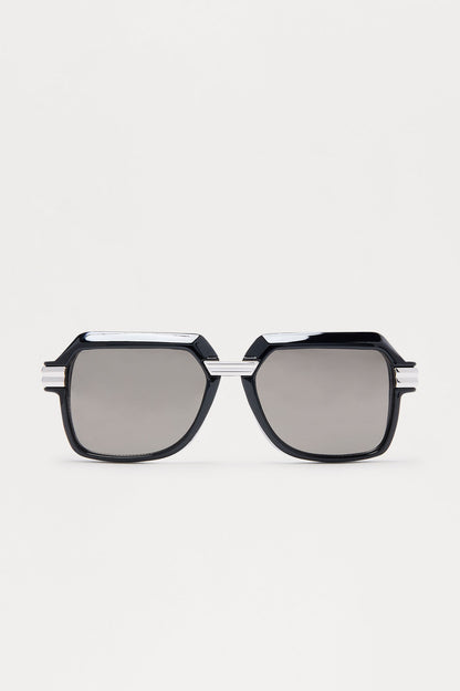 Drift Away Square Frame Colored Lens Sunglasses - Black/Smoke