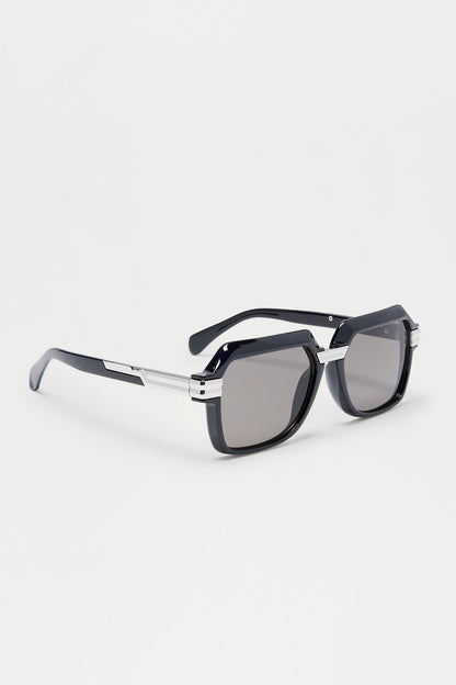 Drift Away Square Frame Colored Lens Sunglasses - Black/Smoke
