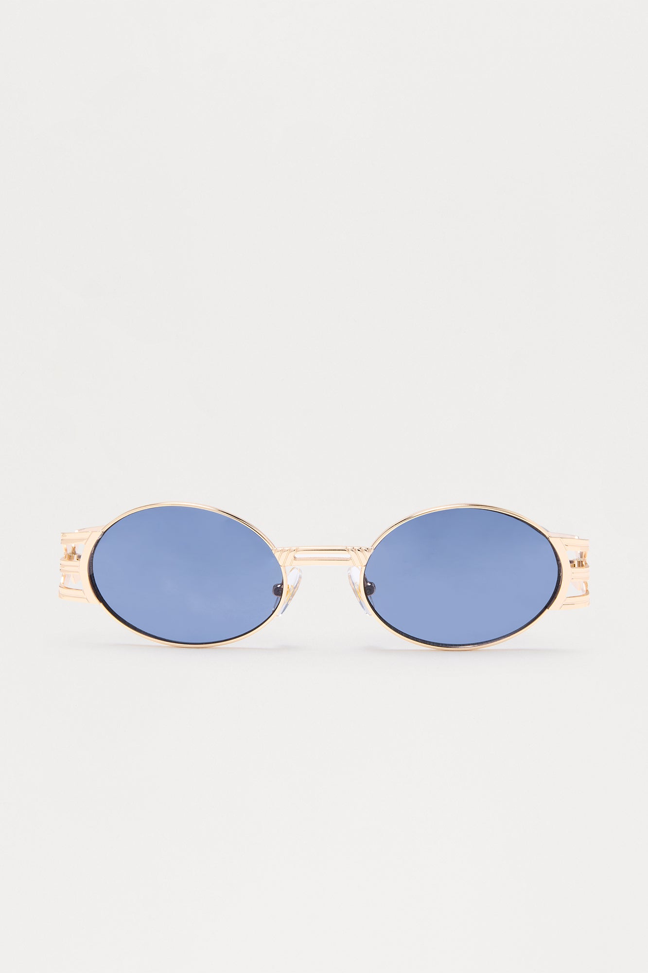 Bold Oval Metal Frame Colored Lens Sunglasses - Brown