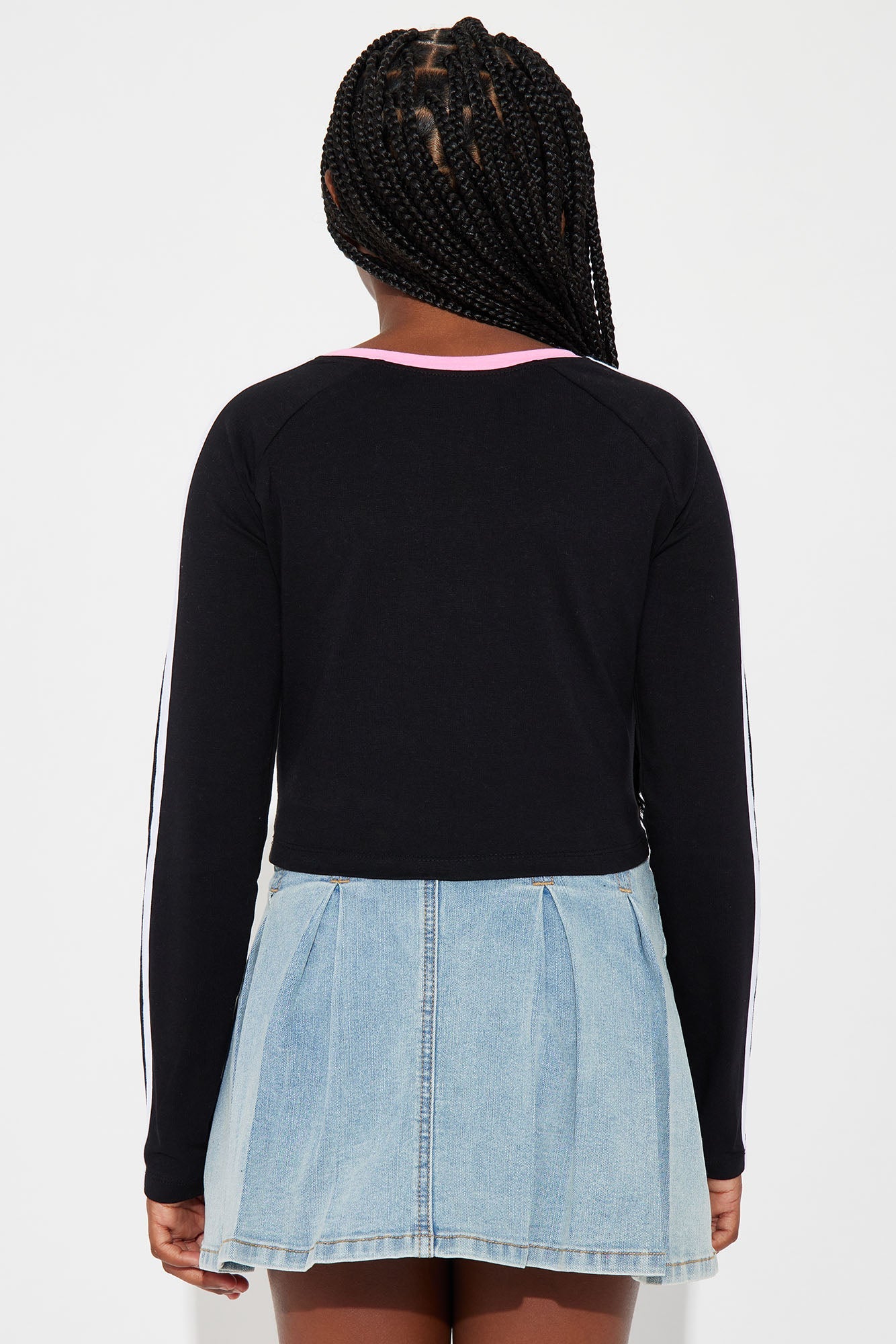 Mini LA Girl Rhinestone Long Sleeve Tee - Black