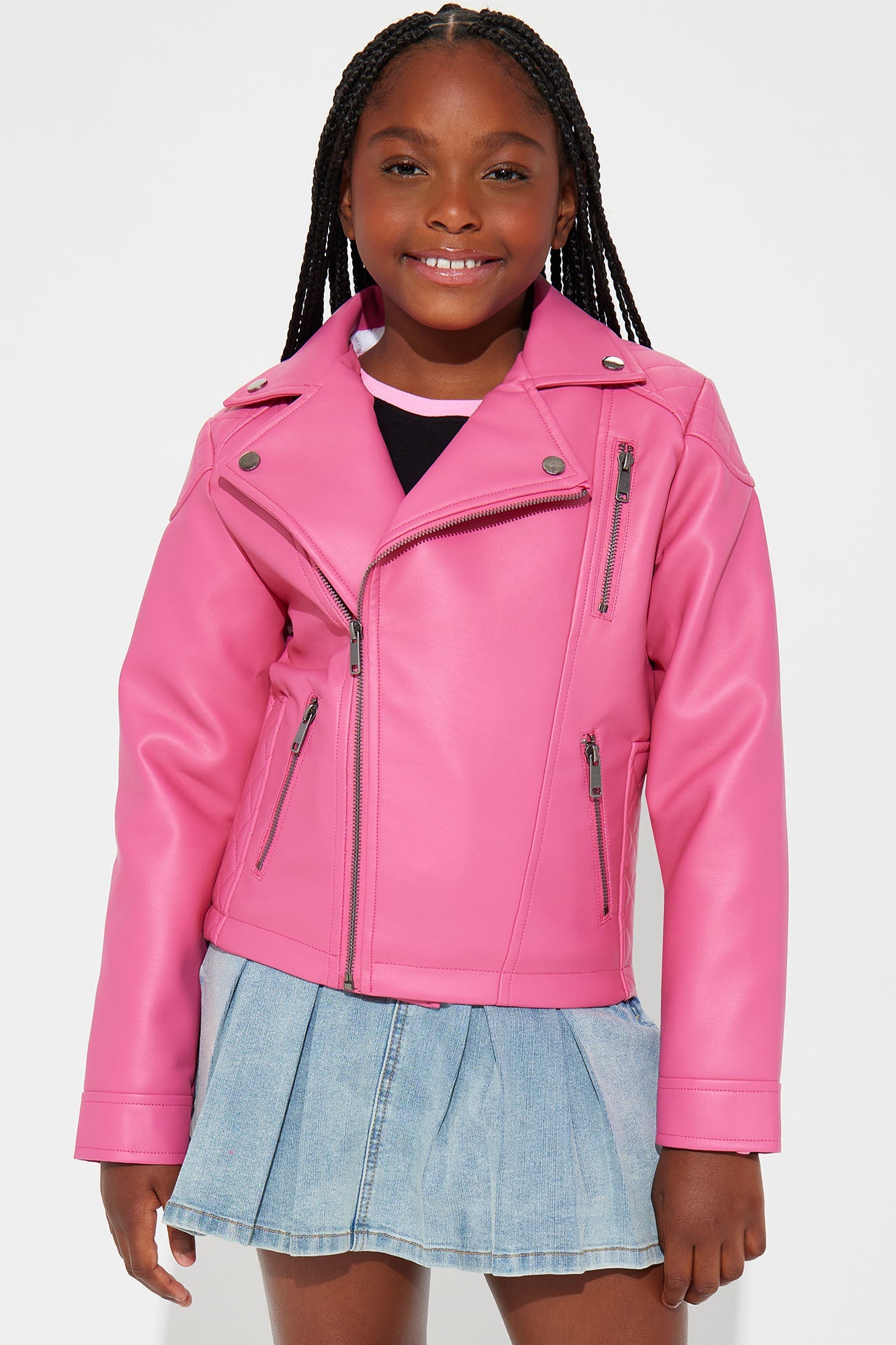 Mini Always A Sweetheart Faux Leather Jacket - Hot Pink