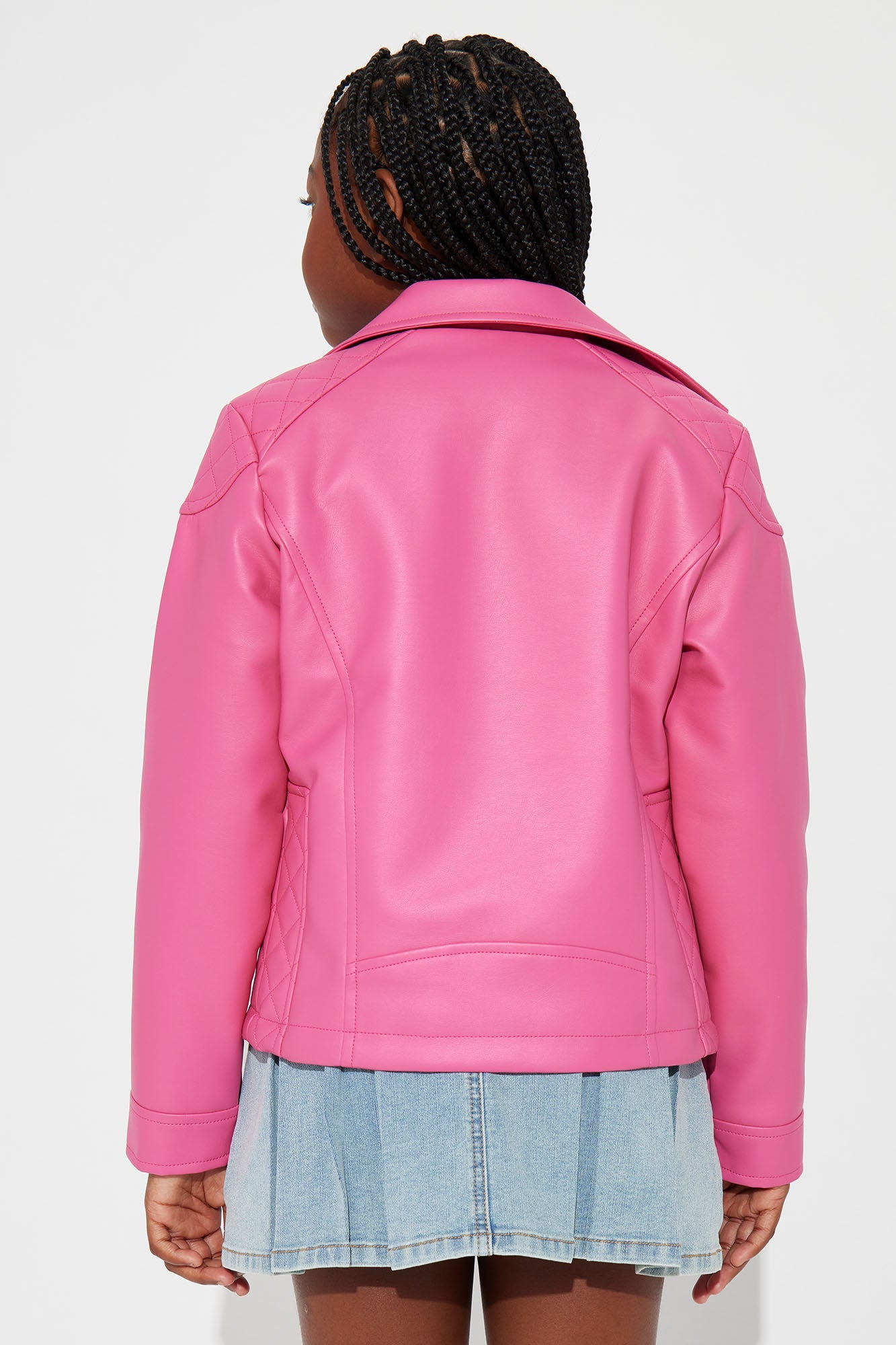 Mini Always A Sweetheart Faux Leather Jacket - Hot Pink