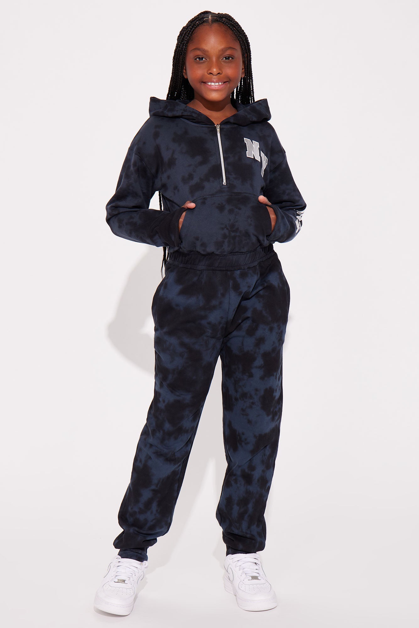 Mini Brooklyn Mineral Wash Fleece Jumpsuit - Black