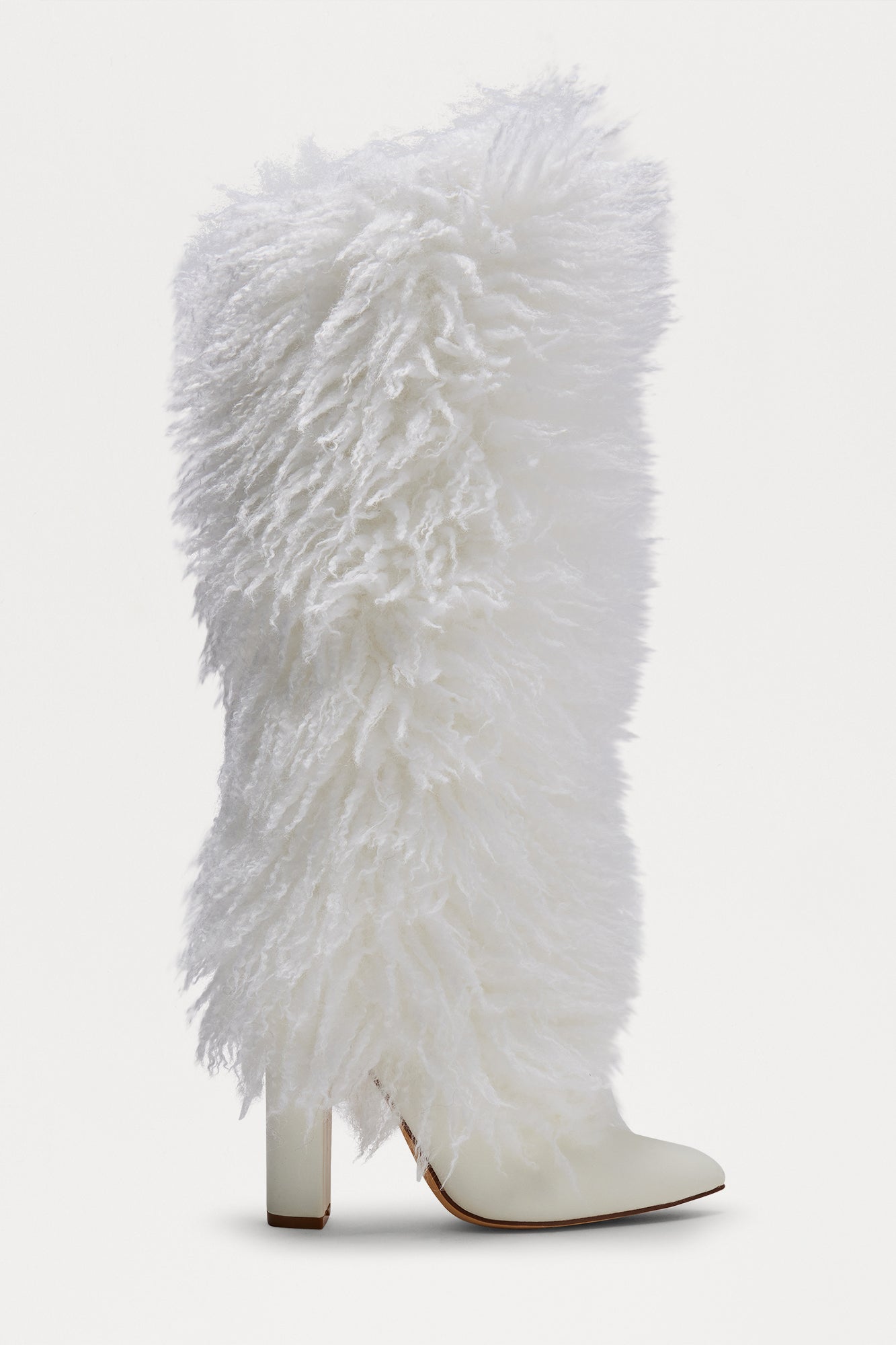 SoHo Faux Fur Overlay Boots - White