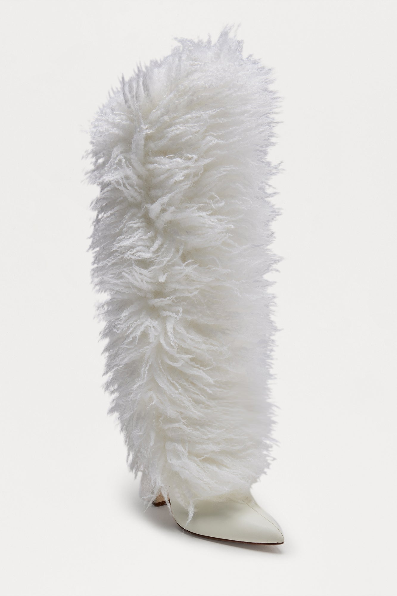 SoHo Faux Fur Overlay Boots - White