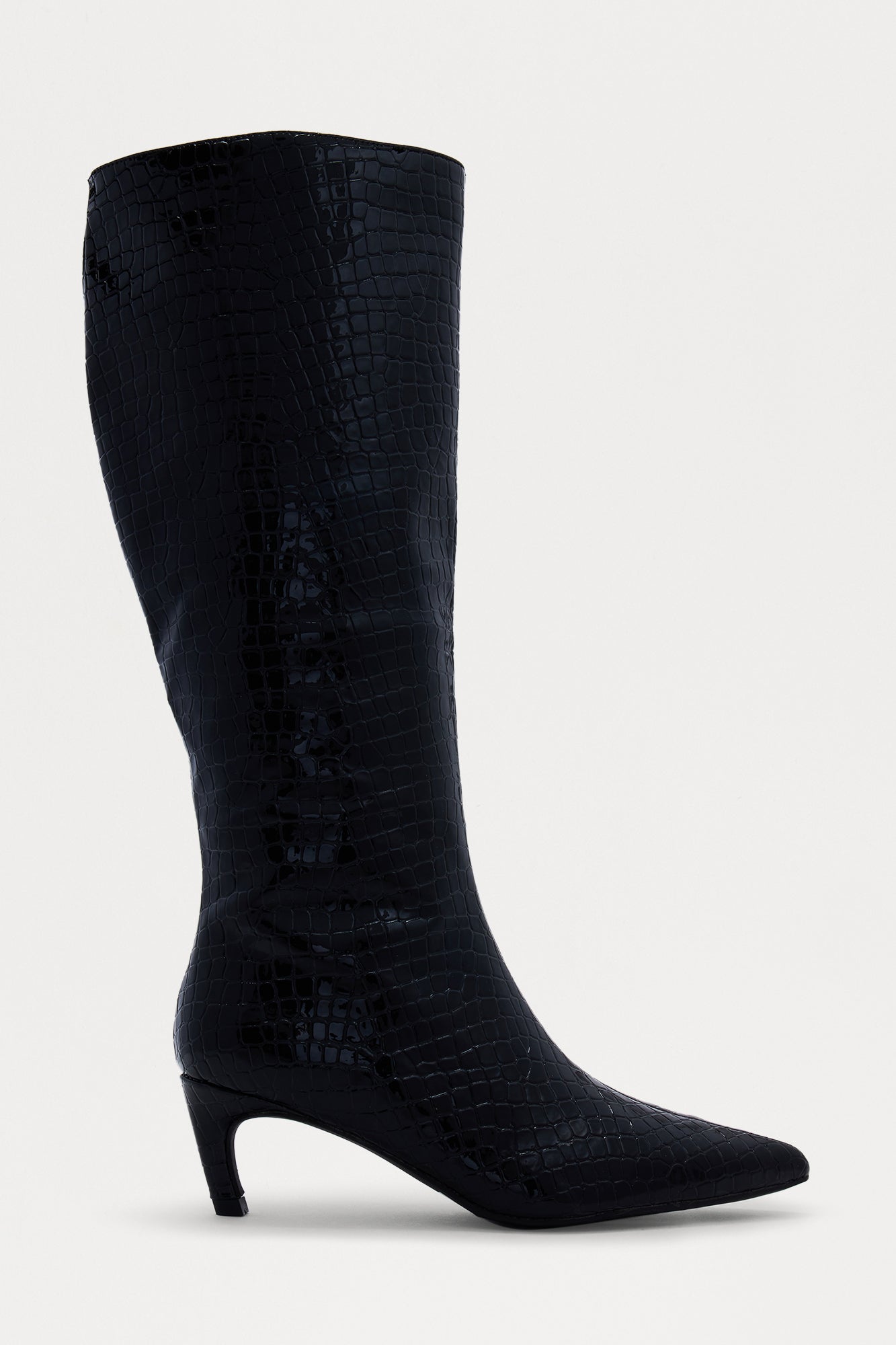 Scottland Croc Knee High Boots - Black