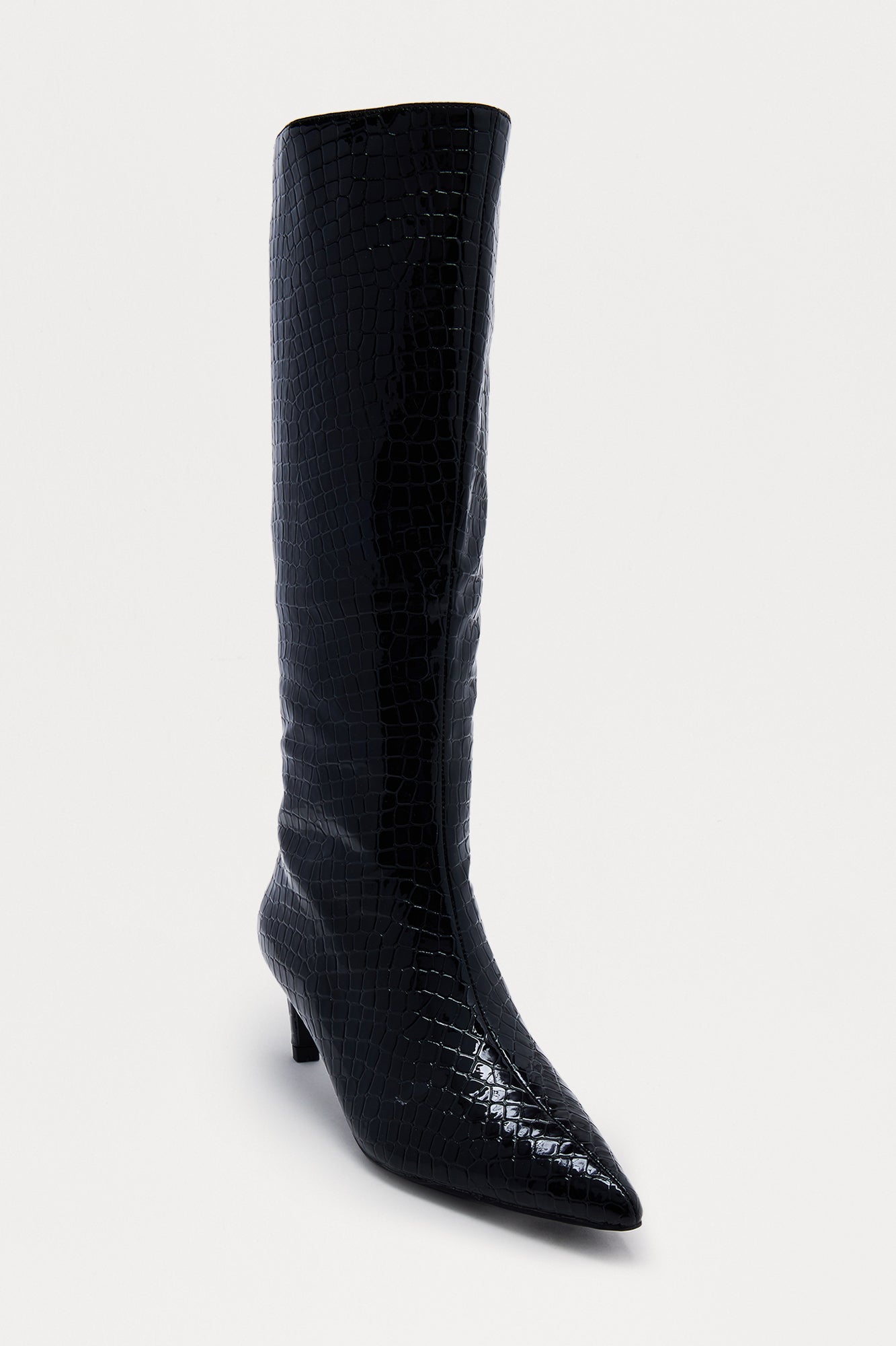 Scottland Croc Knee High Boots - Black